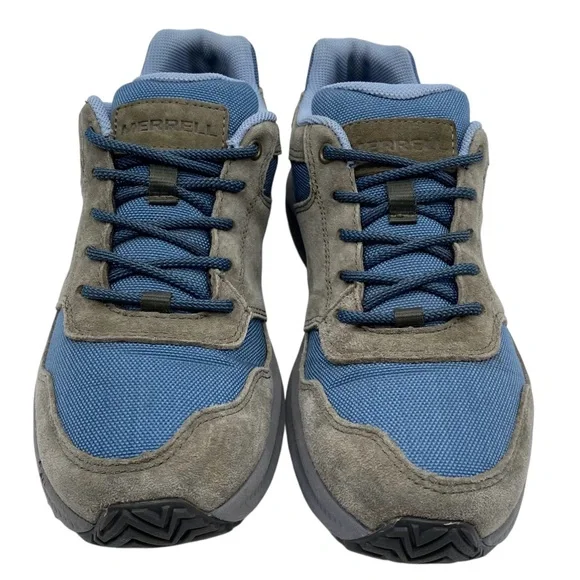 Merrell Womens Hiking Shoes Sz 7.5 Olive Green Blue Suede Low Top Vibram Outdoor - Picture 5 of 13